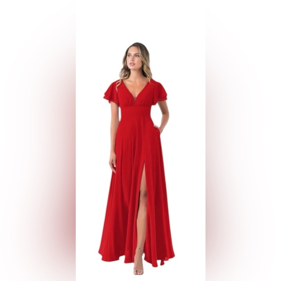 Azazie Ashika Red Dress - Picture 1 of 7